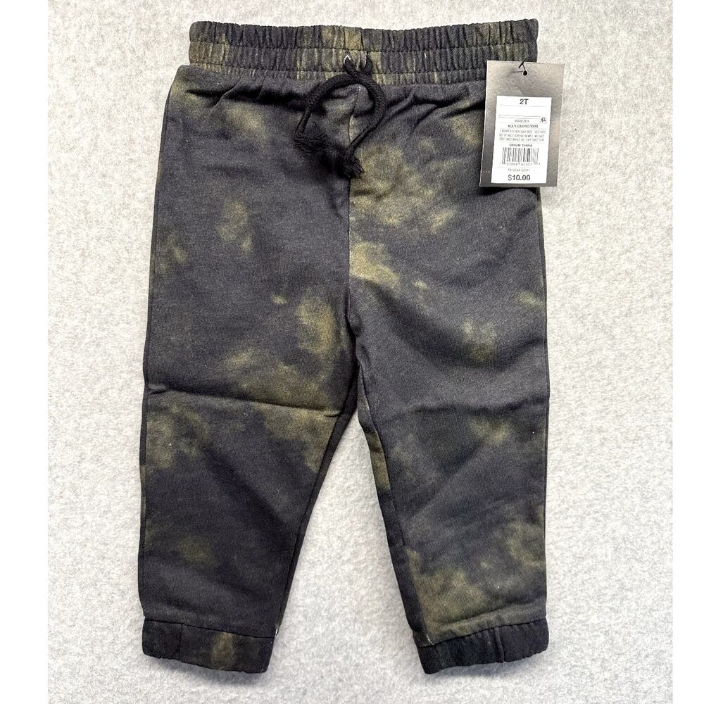 Art Class Boy Sweatpants Drawstring Size 2T Tie Dye Black & Green NWT